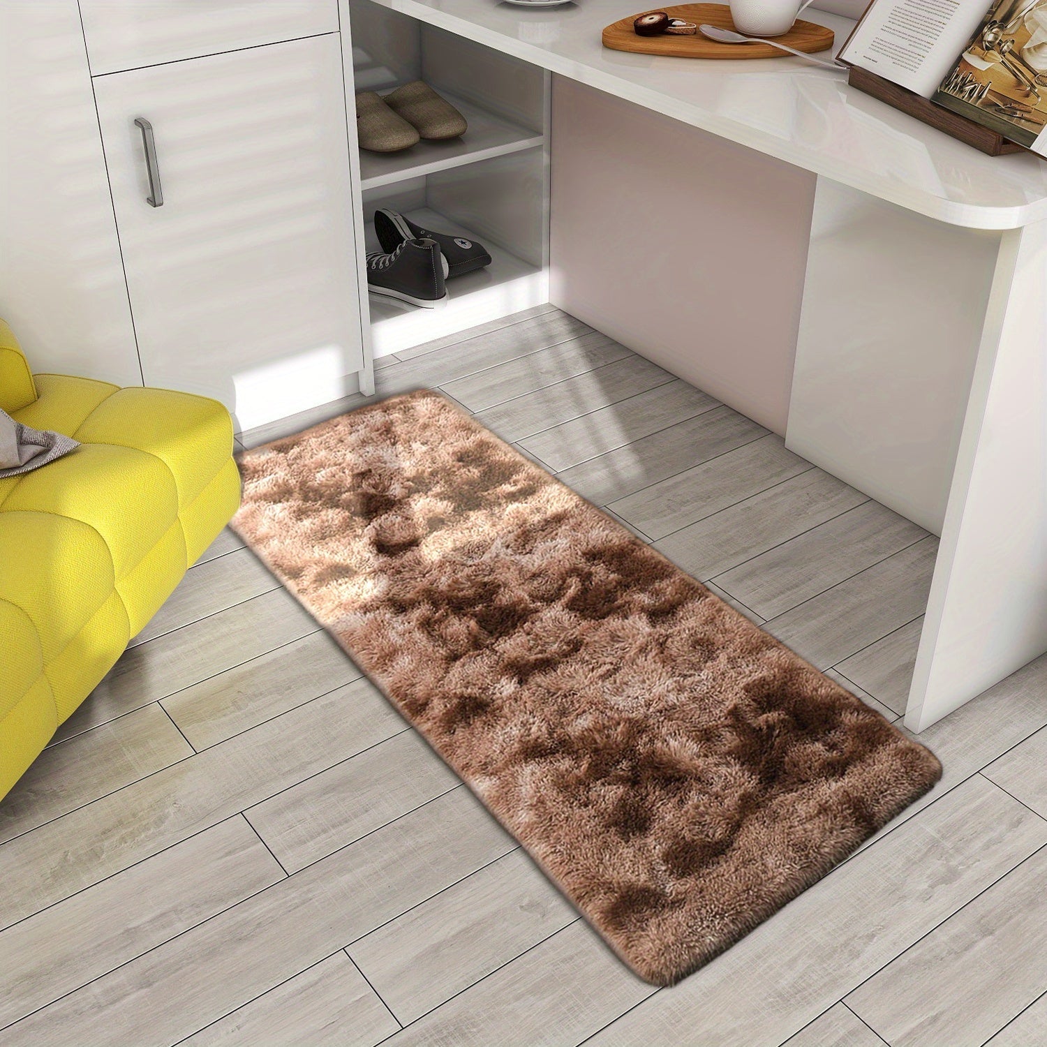 Tie-Dye Gradient Plush Carpet Soft Silk Floor Mat for Living Room Bedroom
