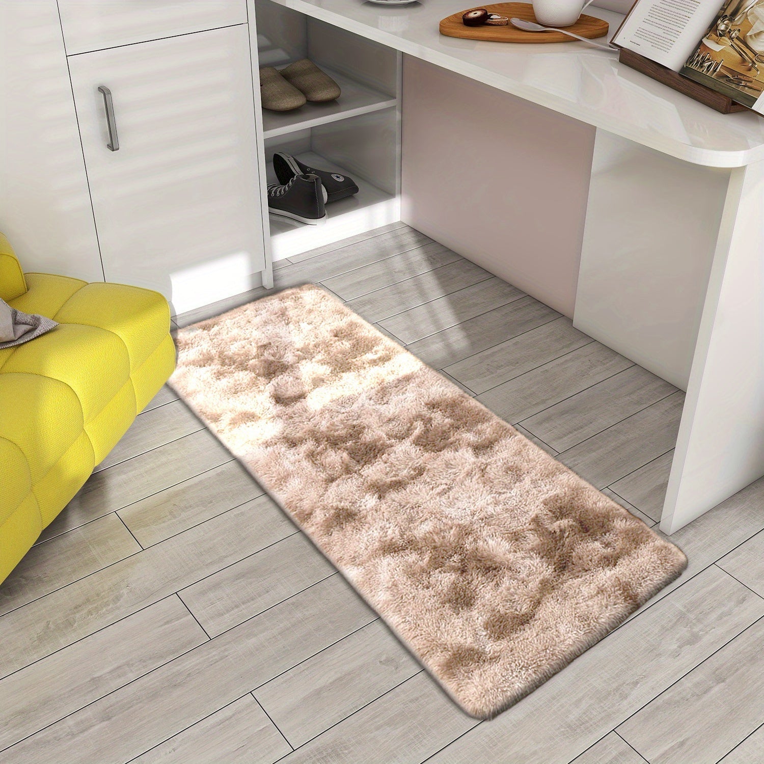 Tie-Dye Gradient Plush Carpet Soft Silk Floor Mat for Living Room Bedroom