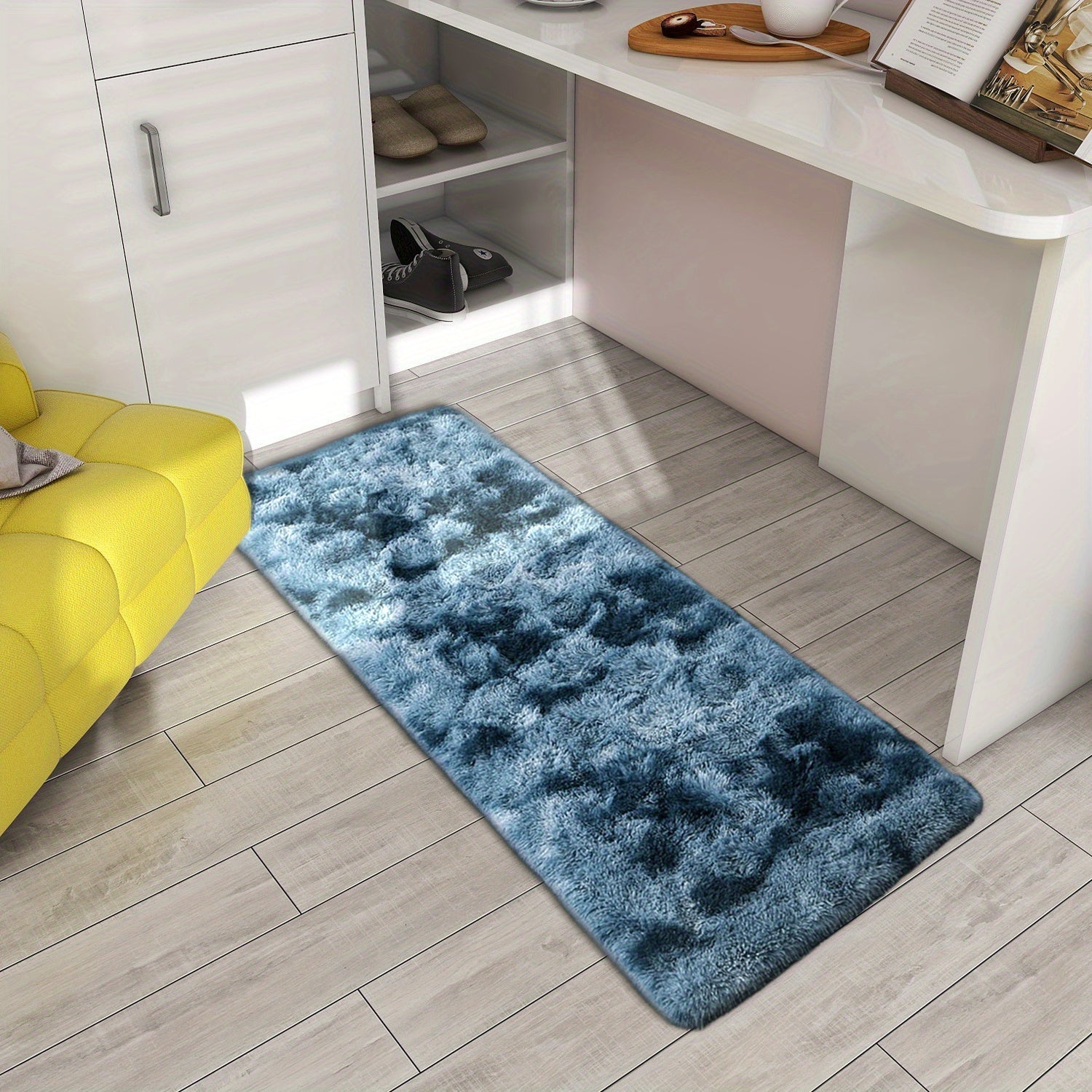 Tie-Dye Gradient Plush Carpet Soft Silk Floor Mat for Living Room Bedroom