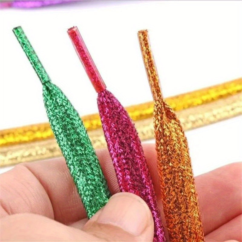 Women's Glitter Flare Flat Shoe Laces Cord for Sneakers