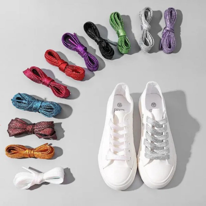 Women's Glitter Flare Flat Shoe Laces Cord for Sneakers