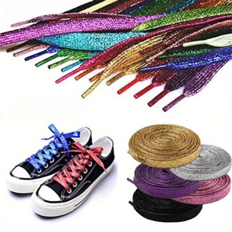 Women's Glitter Flare Flat Shoe Laces Cord for Sneakers