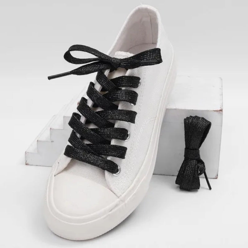 Women's Glitter Flare Flat Shoe Laces Cord for Sneakers