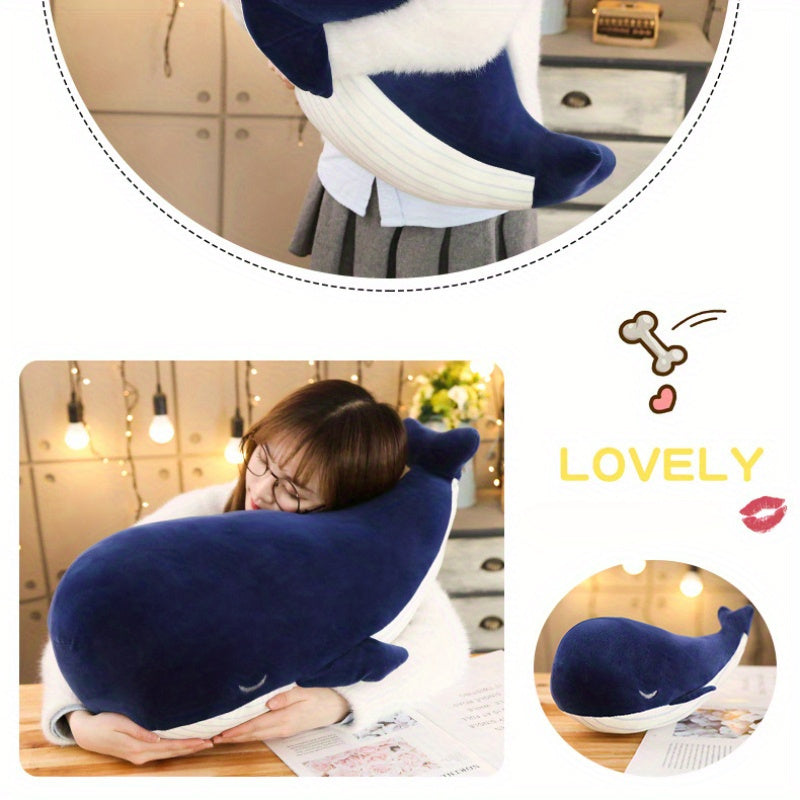 Blue Whale Plush Toy Soft Hypoallergenic Polyester Kids Birthday Gift Autumn Winter Decor