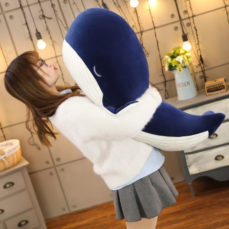 Blue Whale Plush Toy Soft Hypoallergenic Polyester Kids Birthday Gift Autumn Winter Decor