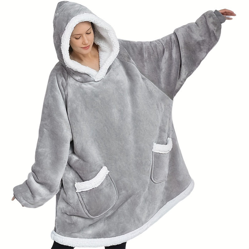 Oversized Sherpa Hoodie Blanket for Men and Women with Pocket