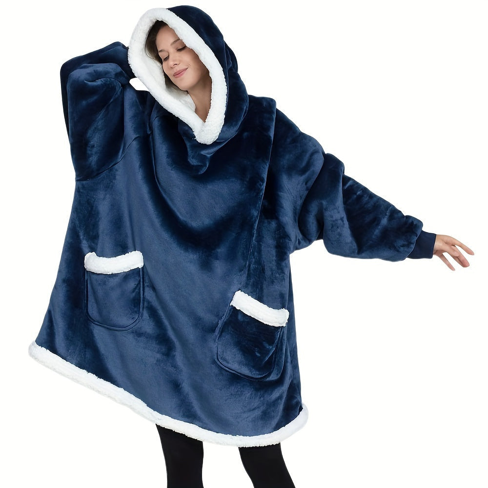 Oversized Sherpa Hoodie Blanket for Men and Women with Pocket