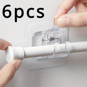 No-Drill Curtain Rod Brackets Set of 6 Self-Adhesive Adjustable Hooks for Bathroom Kitchen