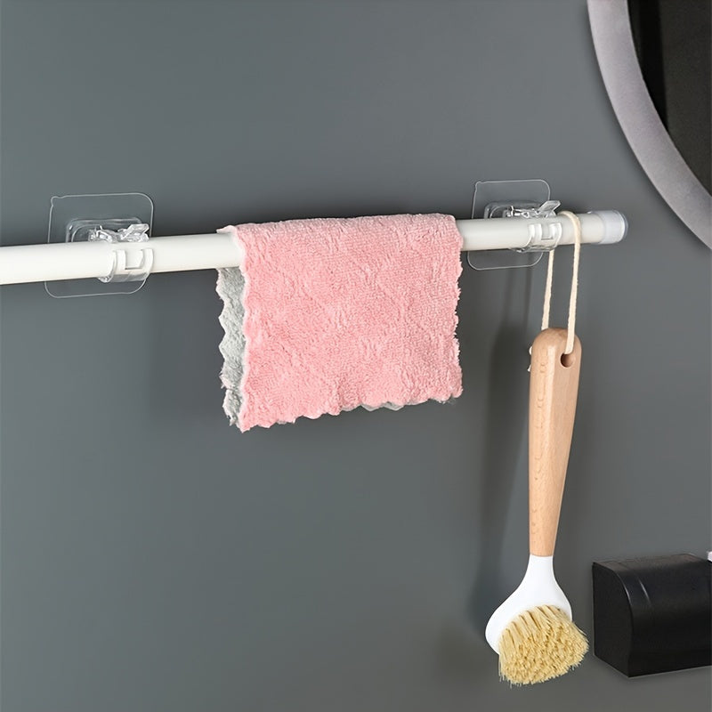 No-Drill Curtain Rod Brackets Set of 6 Self-Adhesive Adjustable Hooks for Bathroom Kitchen