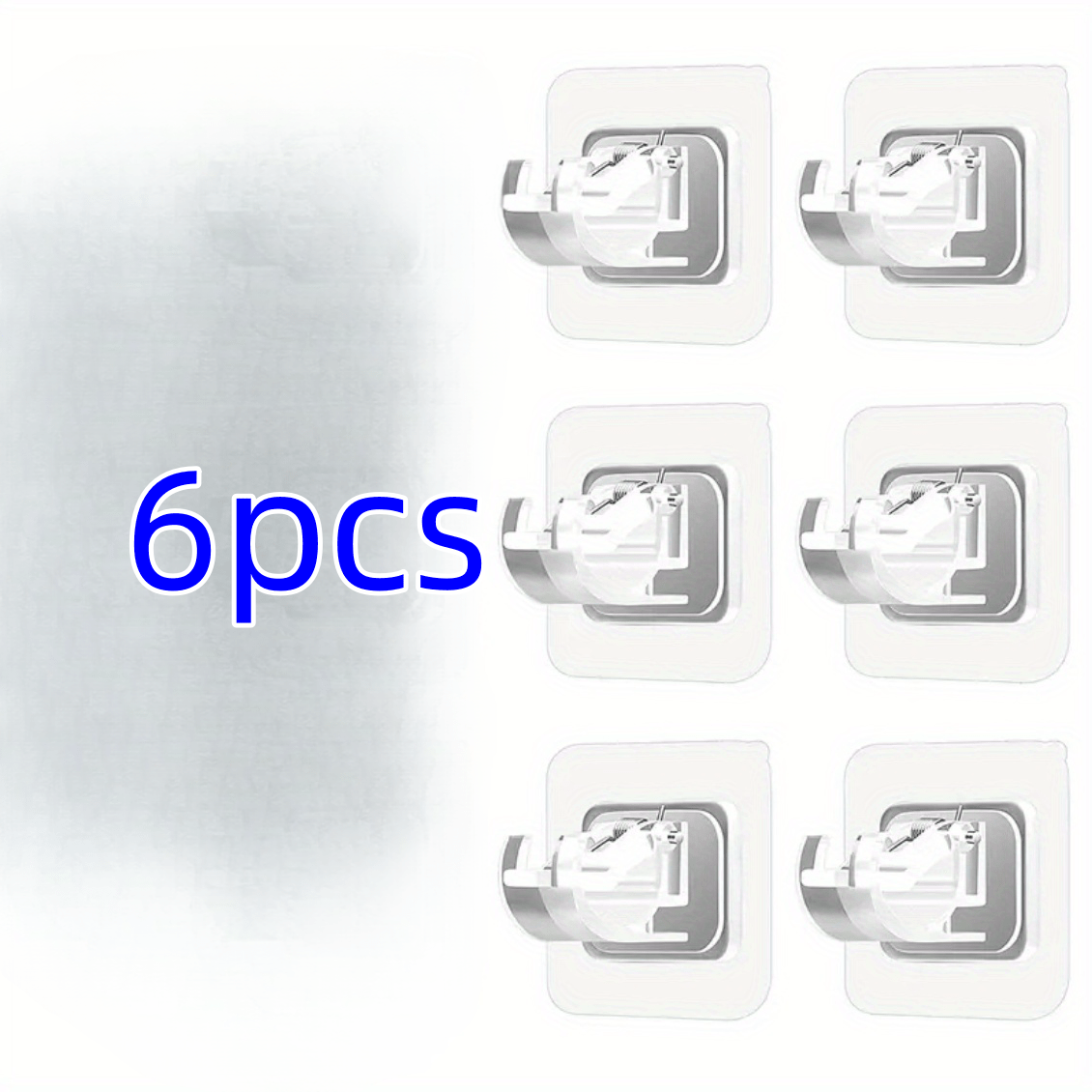 No-Drill Curtain Rod Brackets Set of 6 Self-Adhesive Adjustable Hooks for Bathroom Kitchen