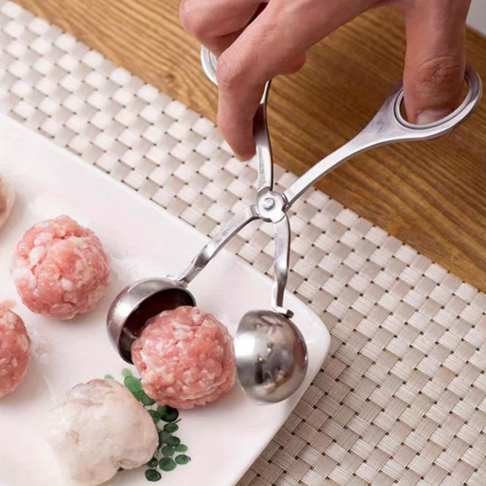 Stainless Steel Meatballer with Anti-Slip Handles for Making Meatballs and Cookie Dough