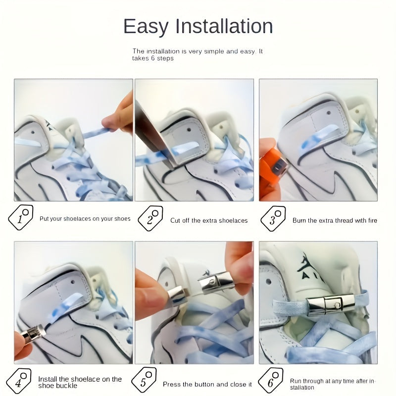 10pcs No-Tie Shoe Laces with Press-On Buckle Locks for Men Women Adjustable