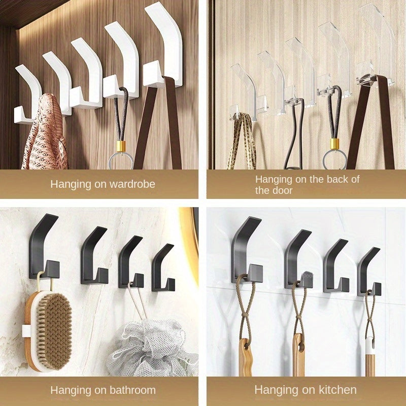 Set of 5 Adhesive Wall Hooks for Hanging Items in Bedrooms Kitchens Bathrooms