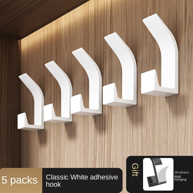 Set of 5 Adhesive Wall Hooks for Hanging Items in Bedrooms Kitchens Bathrooms