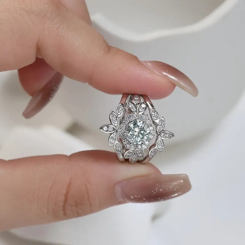 Moissanite Ring Set 1ct S925 Sterling Silver Wedding Engagement Jewelry for Women