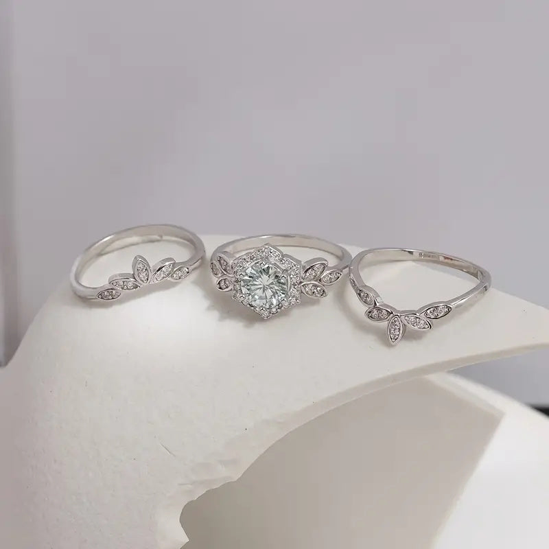 Moissanite Ring Set 1ct S925 Sterling Silver Wedding Engagement Jewelry for Women