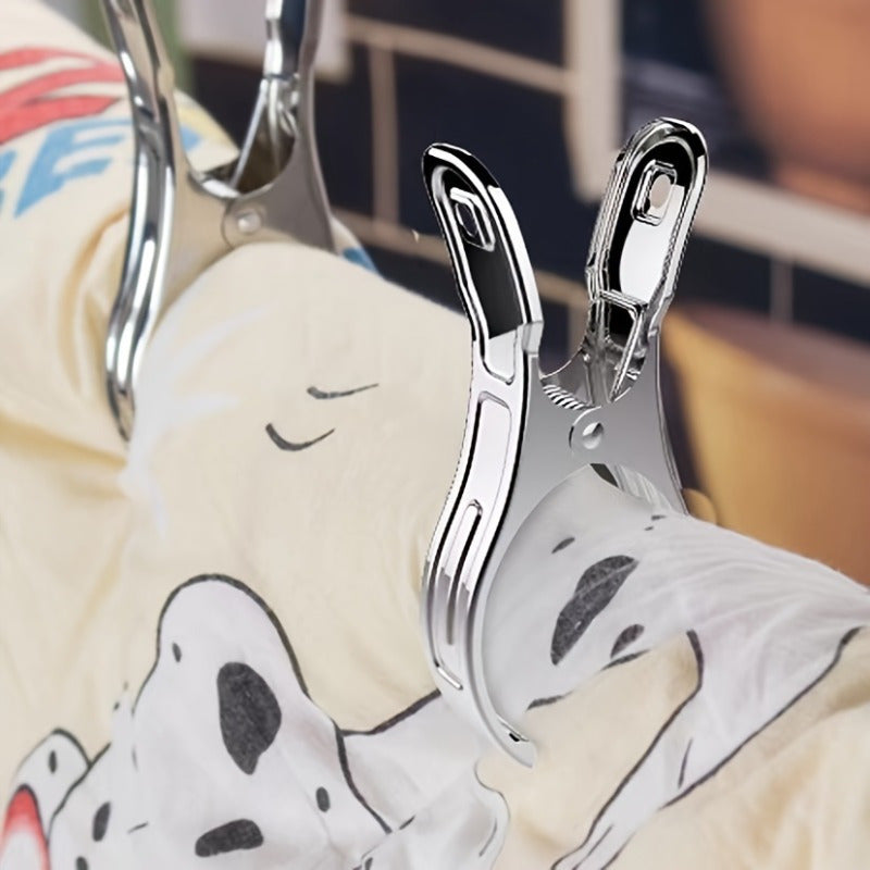 Juego de 10 pinzas de ropa de acero inoxidable grandes a prueba de viento para colgar edredones y ropa