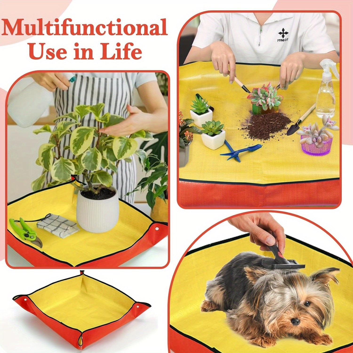 2 piezas de alfombrillas plegables para trasplantar plantas de jardinería, impermeables, duraderas, naranja, 66cm x 99cm