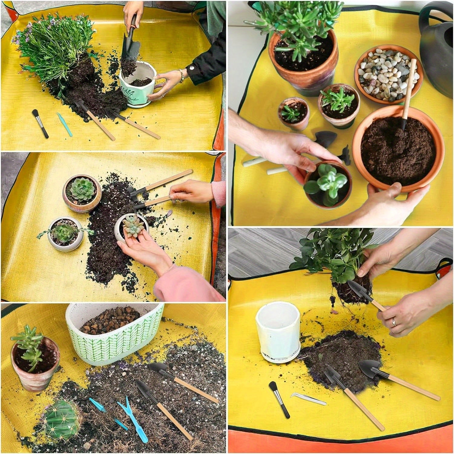 2 piezas de alfombrillas plegables para trasplantar plantas de jardinería, impermeables, duraderas, naranja, 66cm x 99cm