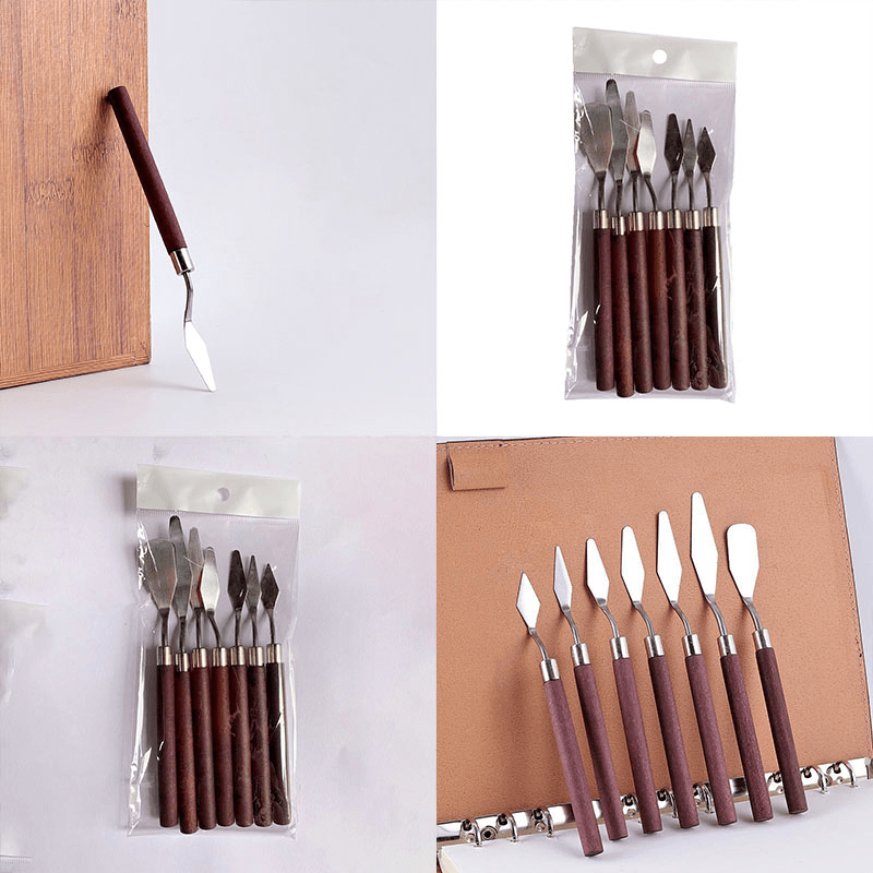 7-Piece Stainless Steel Cake Decorating Set with Fondant Spatulas and Scrapers