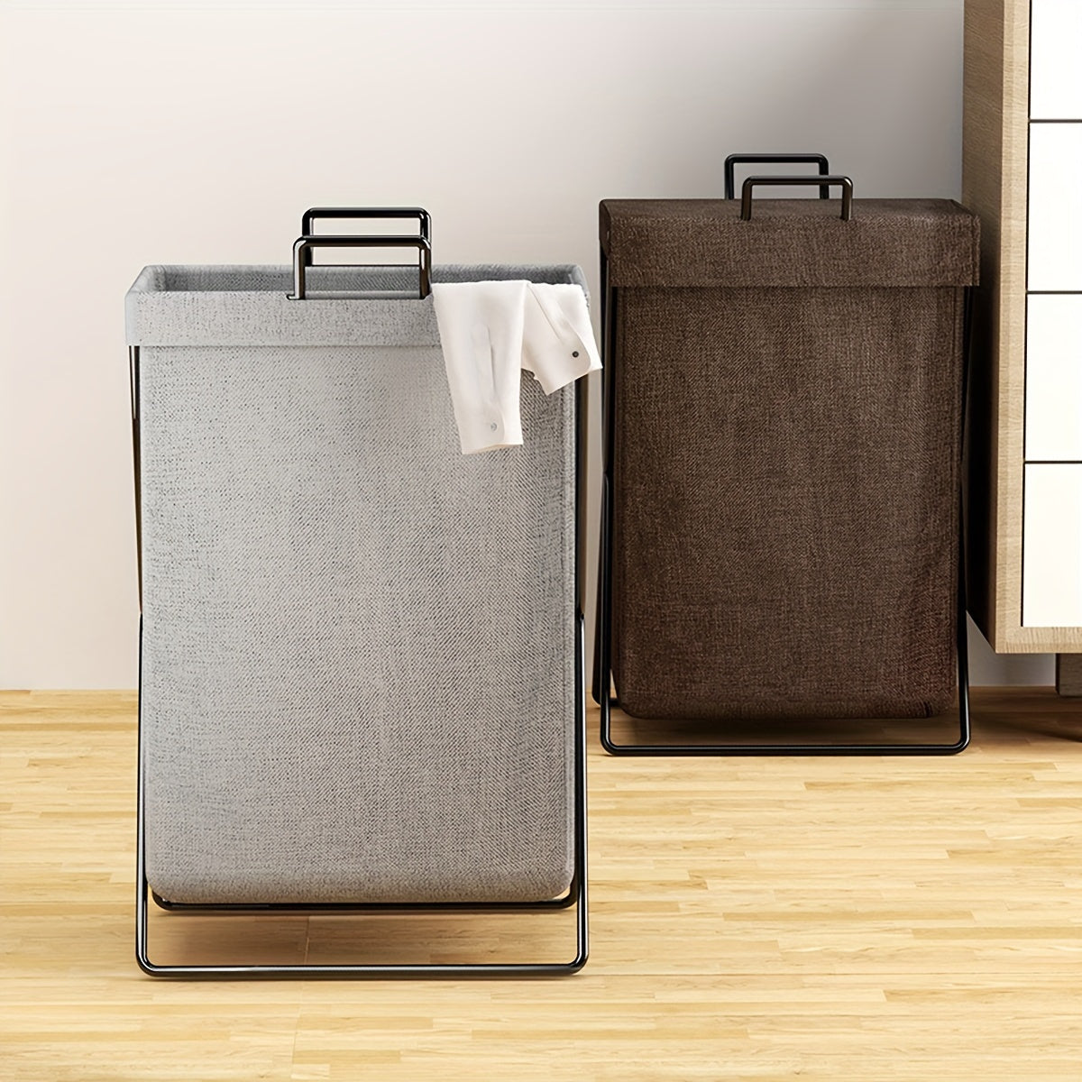 Folding Laundry Basket with Handles for Bathroom Bedroom Dorm Storage