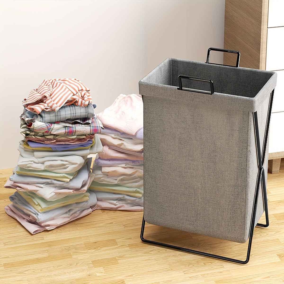 Folding Laundry Basket with Handles for Bathroom Bedroom Dorm Storage