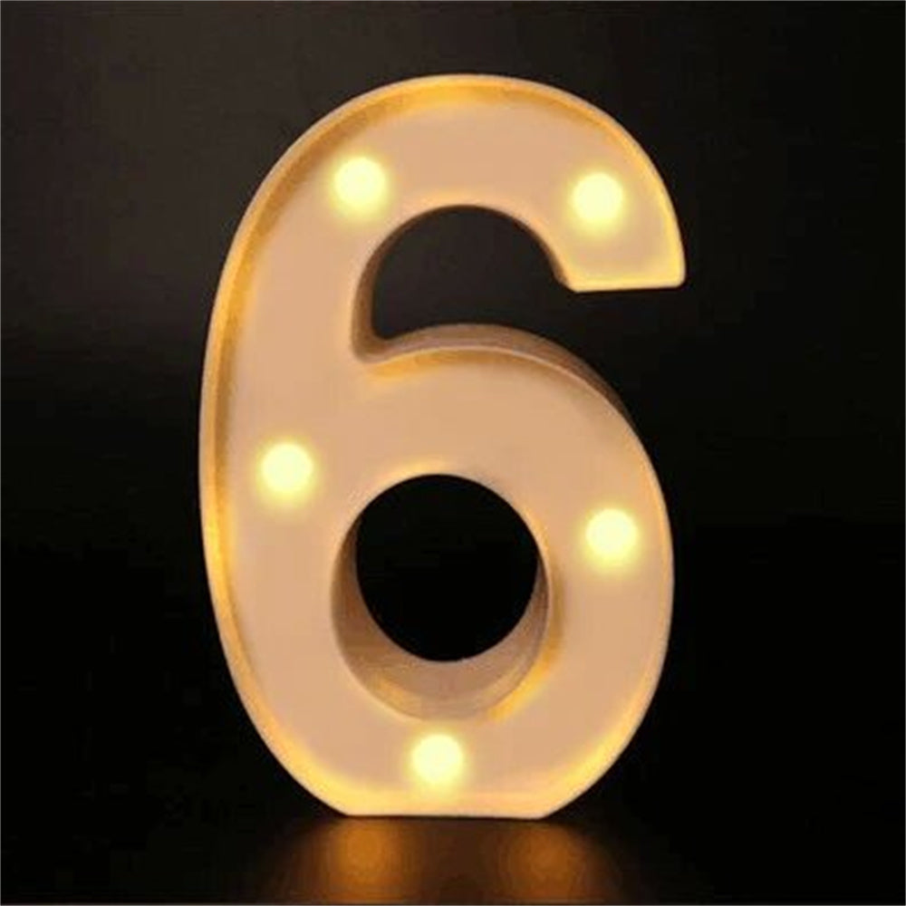 16cm LED Alphabet and Number Night Light Battery Powered Warm White for Home Decor