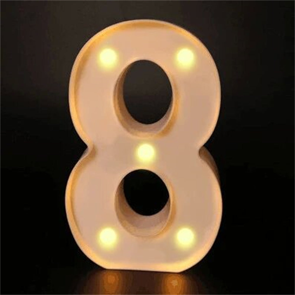 16cm LED Alphabet and Number Night Light Battery Powered Warm White for Home Decor