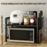 Moslashuvchan 2-qavatli mikroto'lqinli pech stendi, mikroto'lqinli pech va oshxona anjomlari uchun joyni tejovchi tashkilotchi