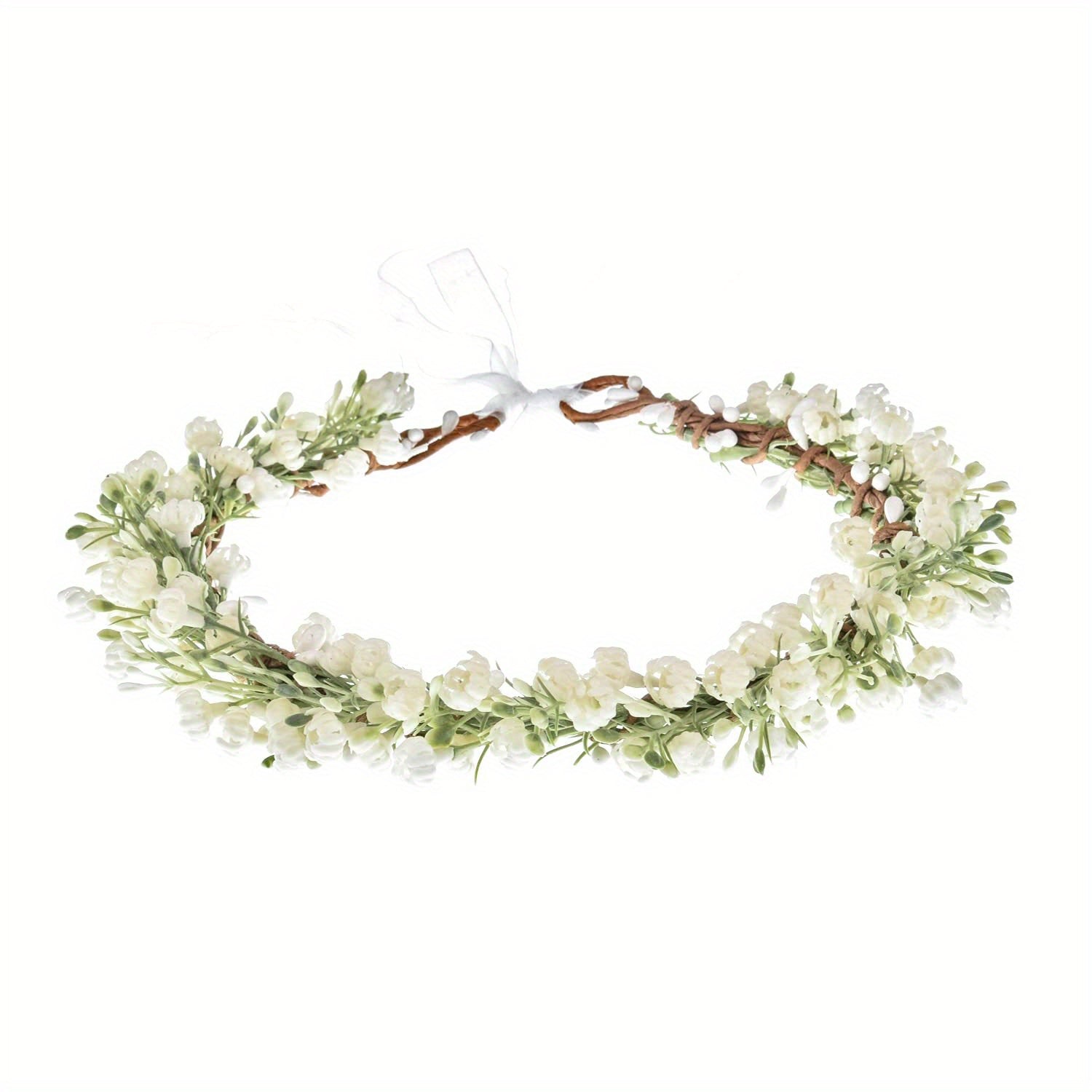 Artificial Baby's Breath Flower Crown Headband Floral Headpiece for Weddings Parties Festivals