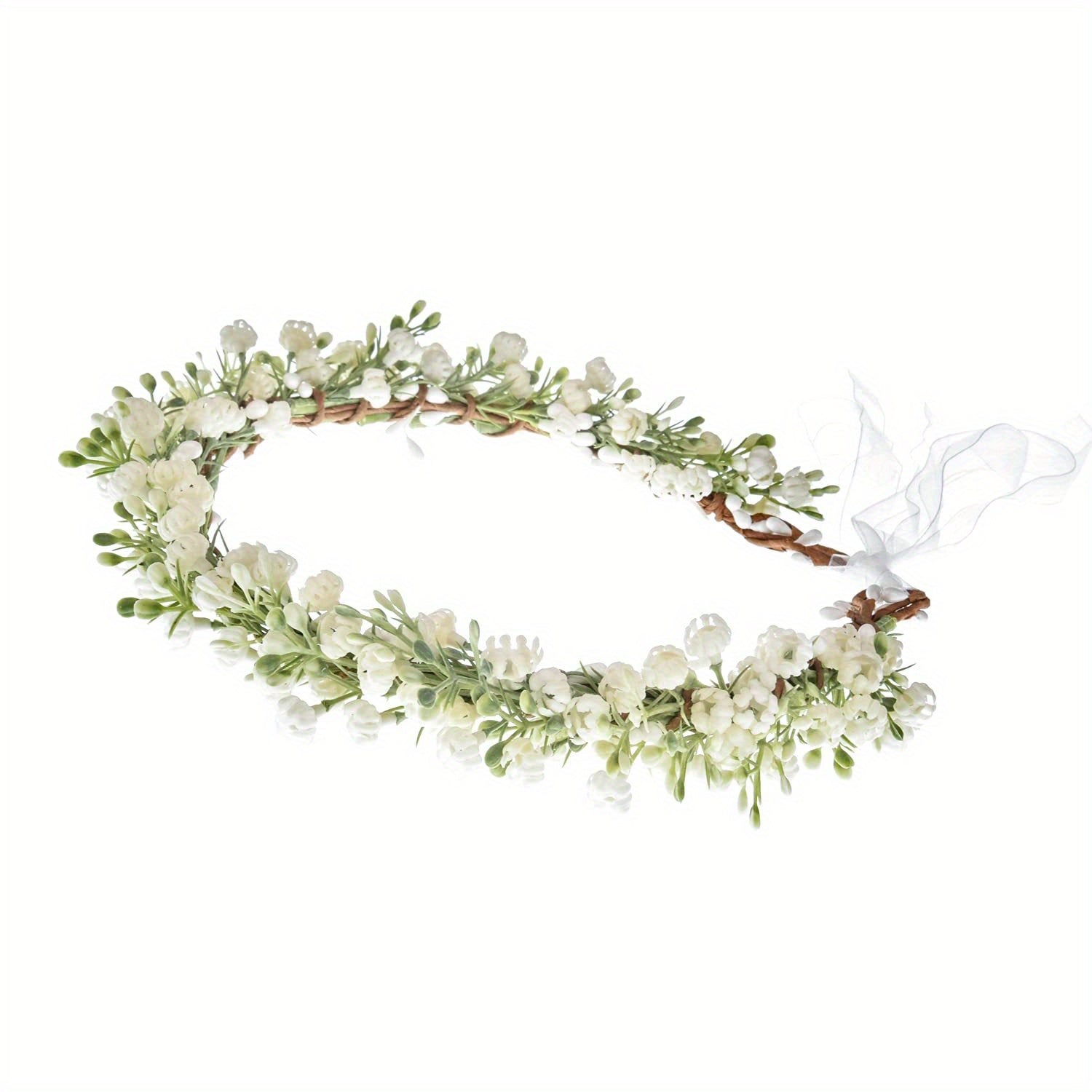 Artificial Baby's Breath Flower Crown Headband Floral Headpiece for Weddings Parties Festivals