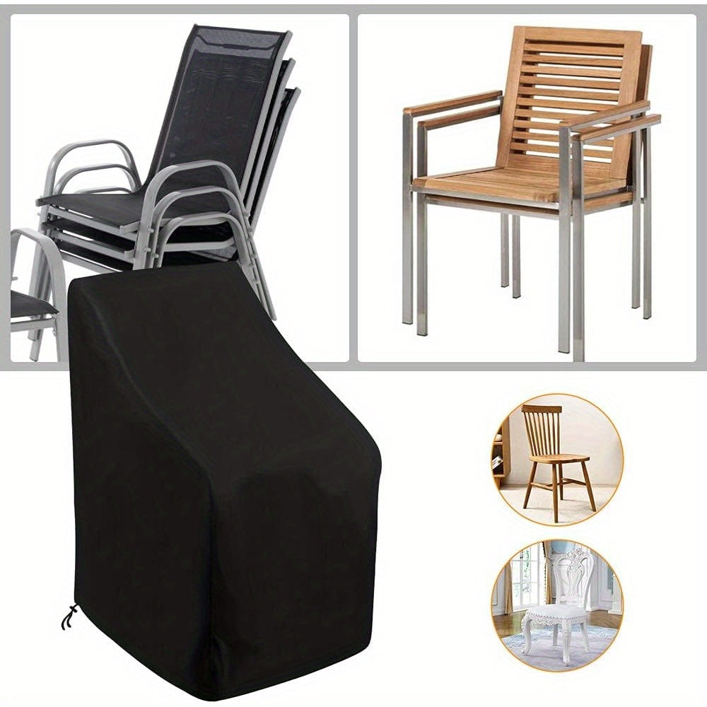 Outdoor Chair Cover 210D Oxford Polyester Waterproof All-Weather Black 63.5cm x 63.5cm x 119.38cm