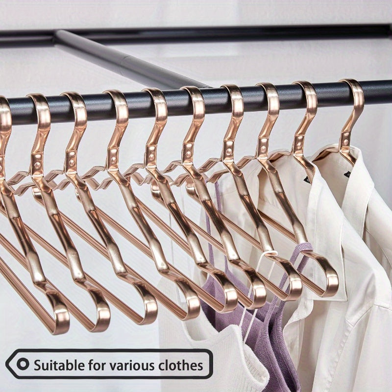 Juego de 10 perchas de metal para ropa con ranuras para los hombros, antideslizantes, secado, organizadores de armario resistentes