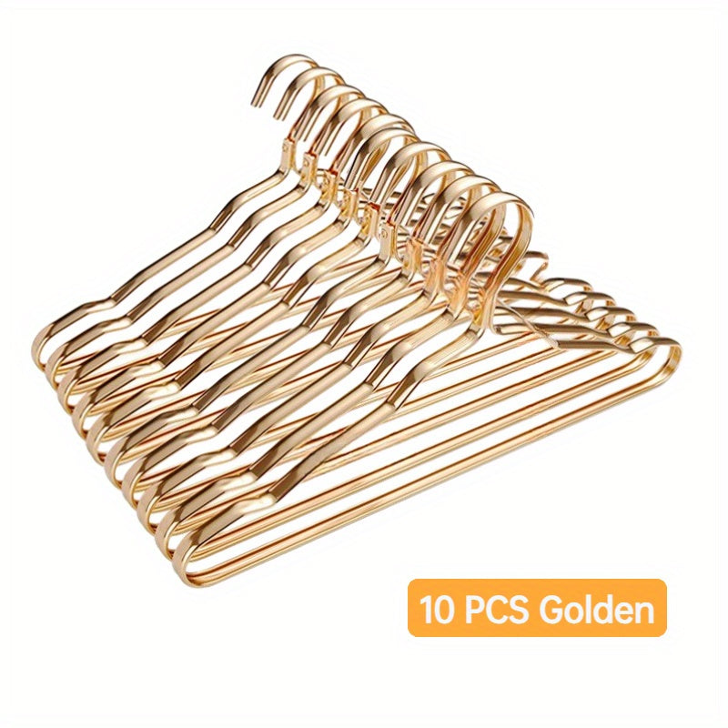 Juego de 10 perchas de metal para ropa con ranuras para los hombros, antideslizantes, secado, organizadores de armario resistentes
