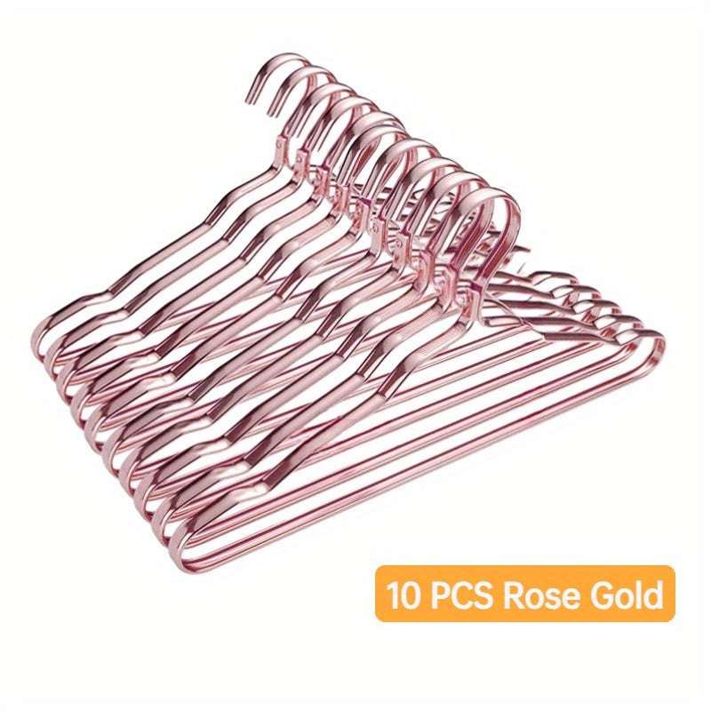 Juego de 10 perchas de metal para ropa con ranuras para los hombros, antideslizantes, secado, organizadores de armario resistentes