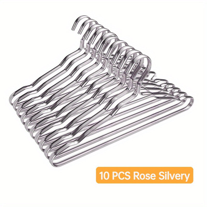Juego de 10 perchas de metal para ropa con ranuras para los hombros, antideslizantes, secado, organizadores de armario resistentes