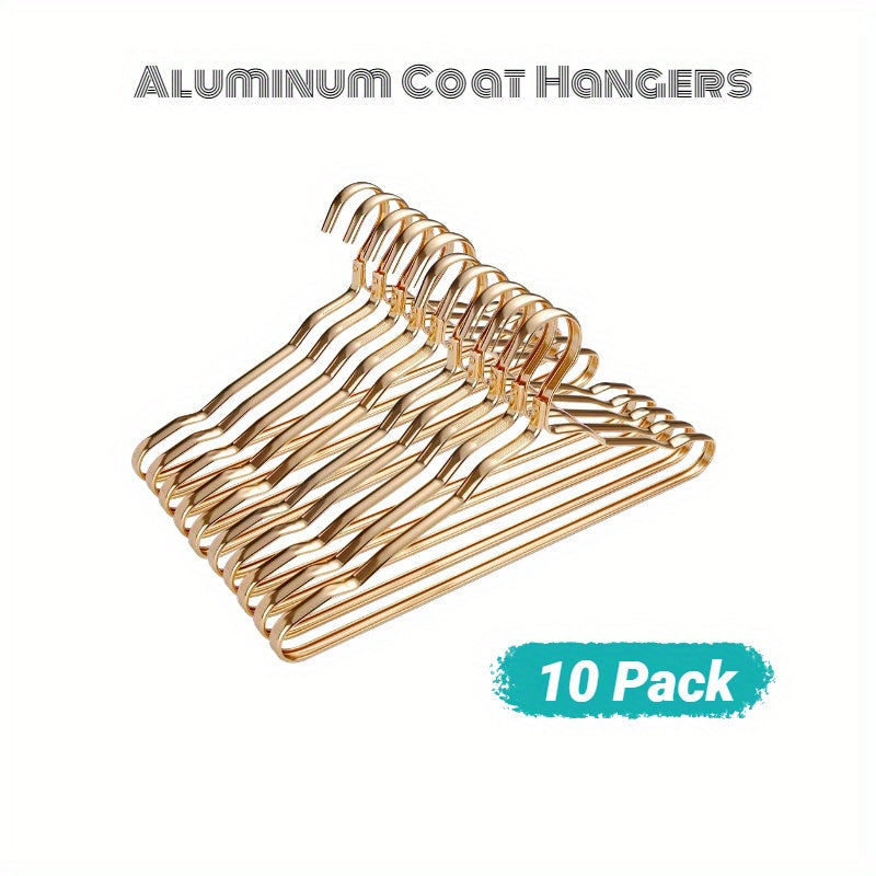 Set of 10 Metal Clothes Hangers with Shoulder Grooves Non-slip Drying Sturdy Closet Organizers