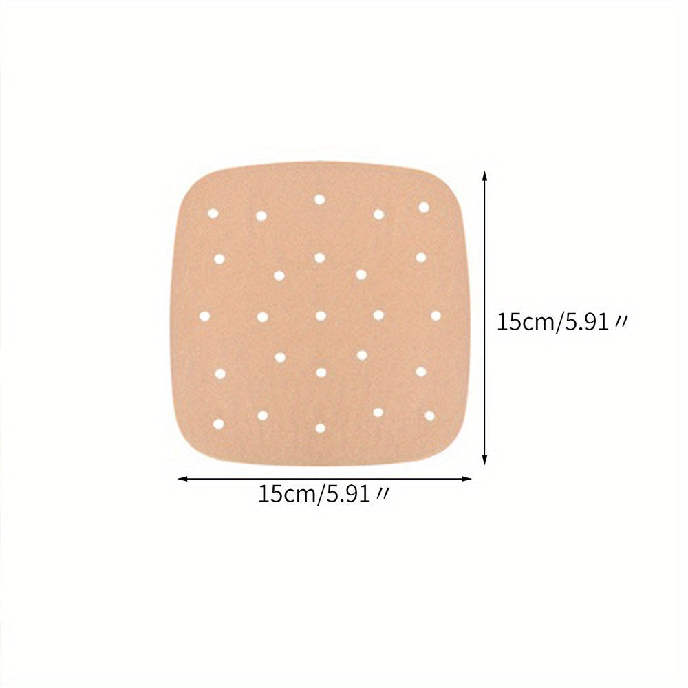 50 Square Non-Stick Air Fryer Parchment Liners for Healthy Cooking and Baking