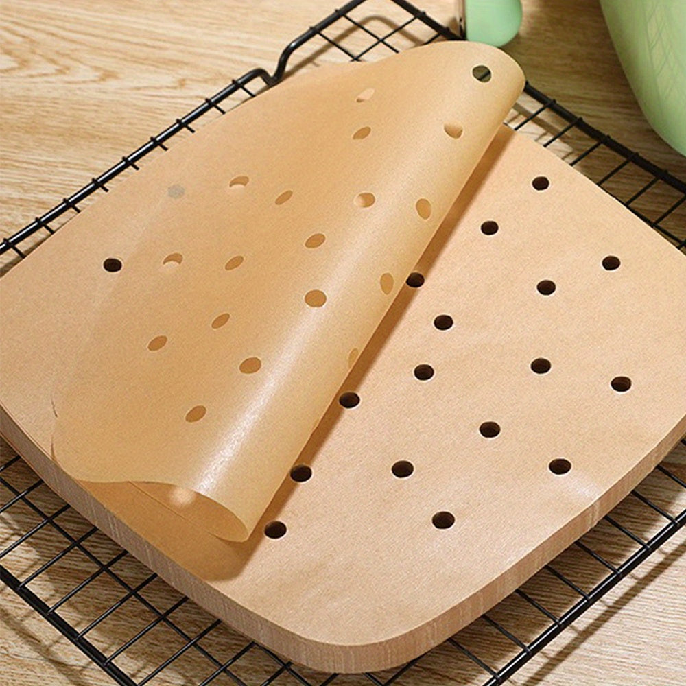 50 Square Non-Stick Air Fryer Parchment Liners for Healthy Cooking and Baking