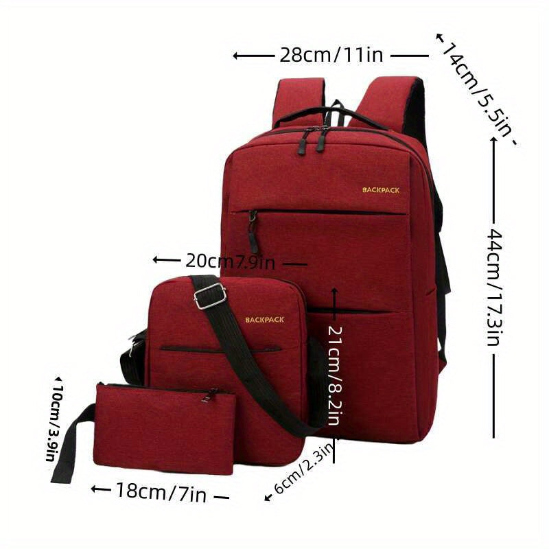 Set of Three Bags Shoulder Computer Business Casual Work Student Multifunctional White Polyester