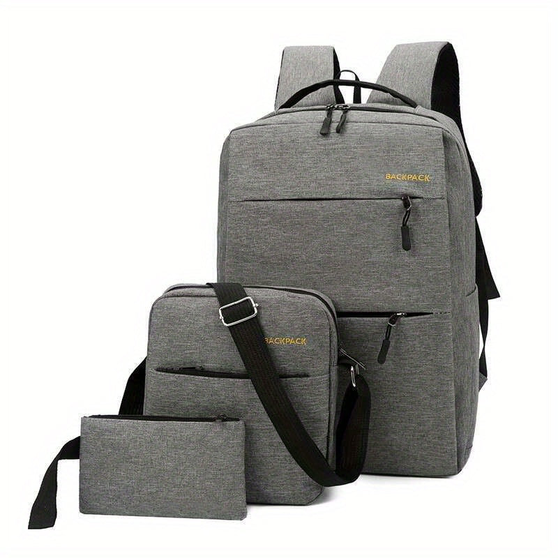 Set of Three Bags Shoulder Computer Business Casual Work Student Multifunctional White Polyester