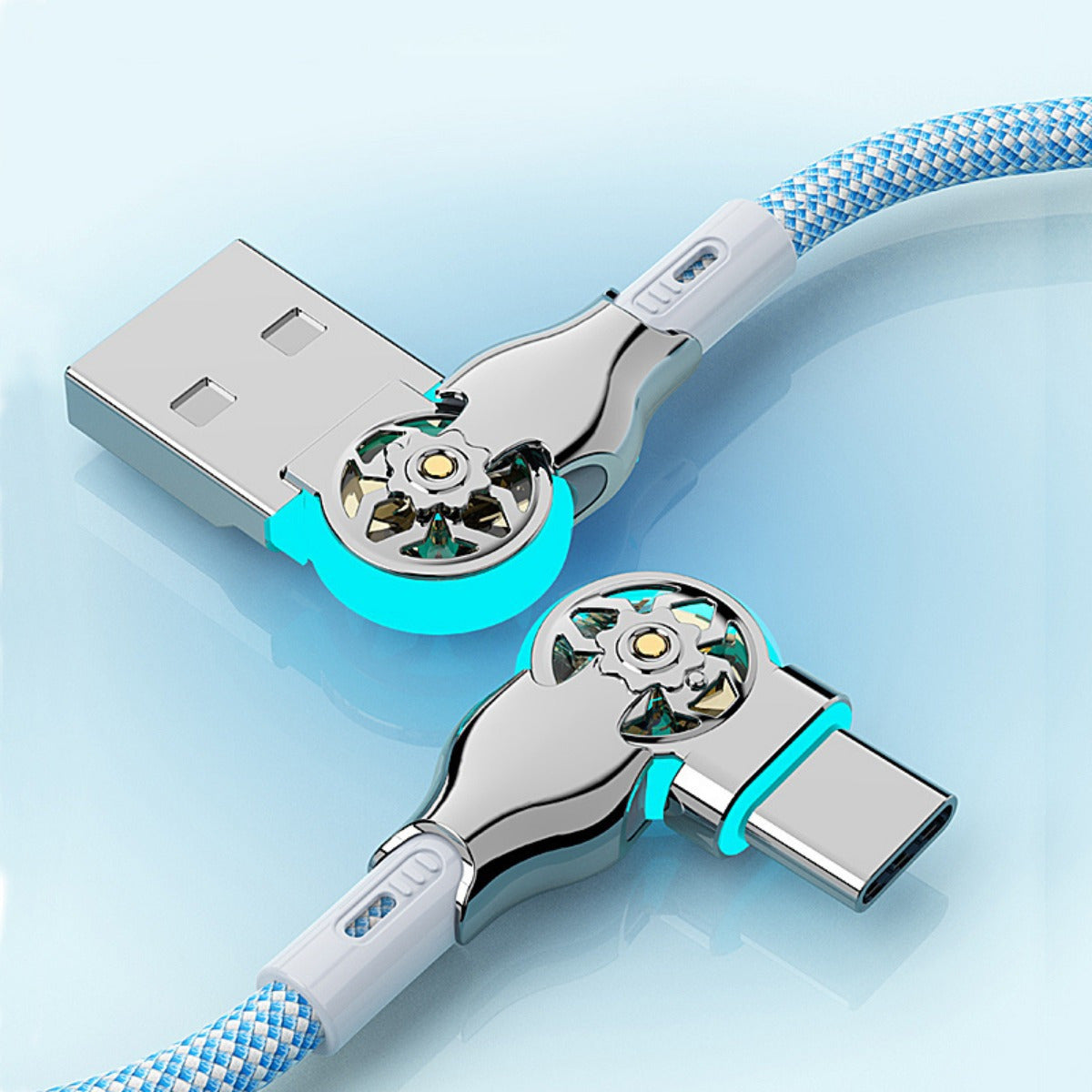 Type-C Quick Charging Cable Lightweight Double Elbow Rotation for Android Phones