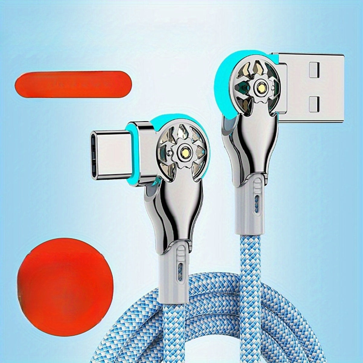 Type-C Quick Charging Cable Lightweight Double Elbow Rotation for Android Phones