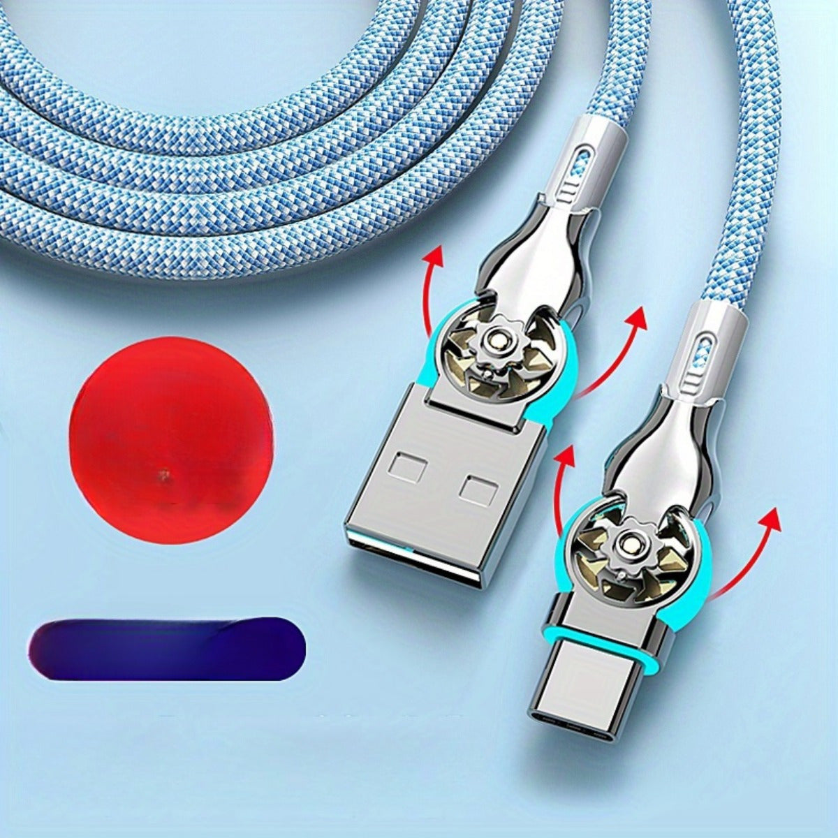 Type-C Quick Charging Cable Lightweight Double Elbow Rotation for Android Phones