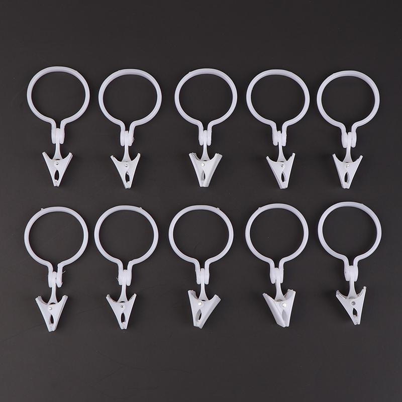 Set of 10 Modern Plastic Shower Curtain Clips Sturdy Easy Install Home Decor