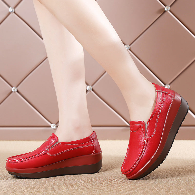 Women's Thick Sole Casual Shoes, Large Size, Korean Style, Heightening