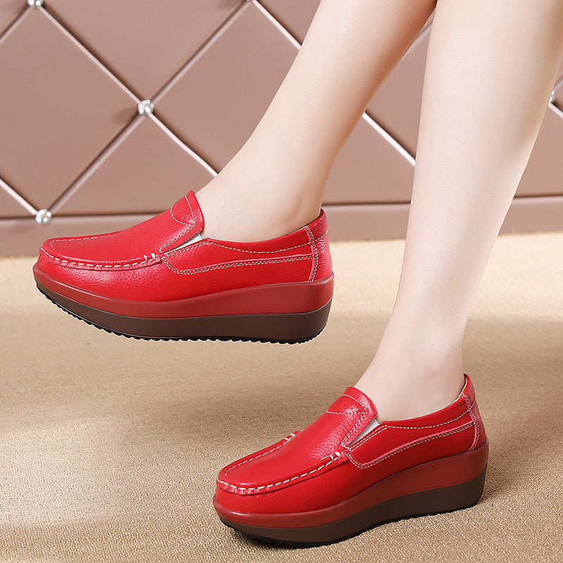 Women's Thick Sole Casual Shoes, Large Size, Korean Style, Heightening