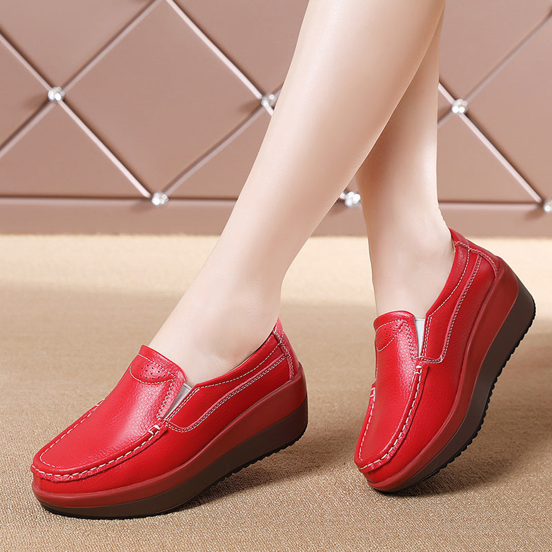 Women's Thick Sole Casual Shoes, Large Size, Korean Style, Heightening