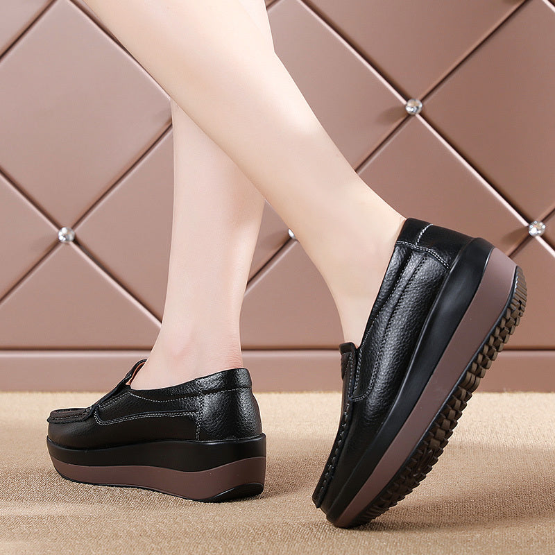 Women's Thick Sole Casual Shoes, Large Size, Korean Style, Heightening