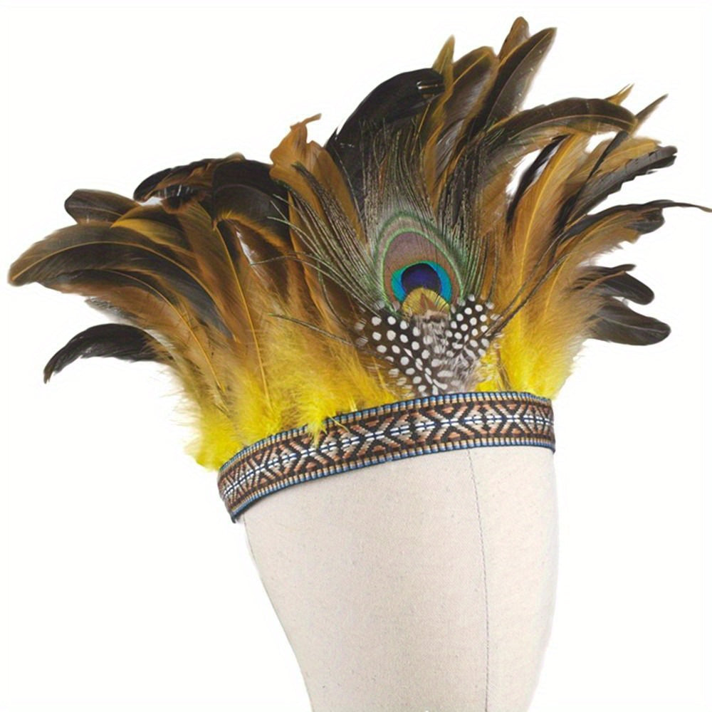 Feather Crown Headband with Peacock Costume-Inspired Design for Women